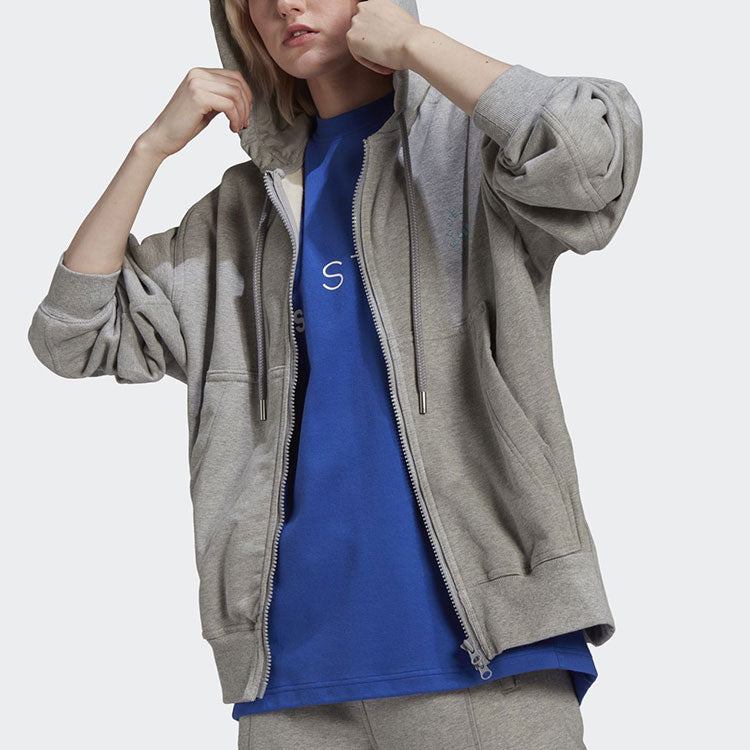 (WMNS) adidas x Stella McCartney Crossover Sports Hooded Zipper Cardigan Long Sleeves Hoodie Jacket Medium Hemp Grey HA8966