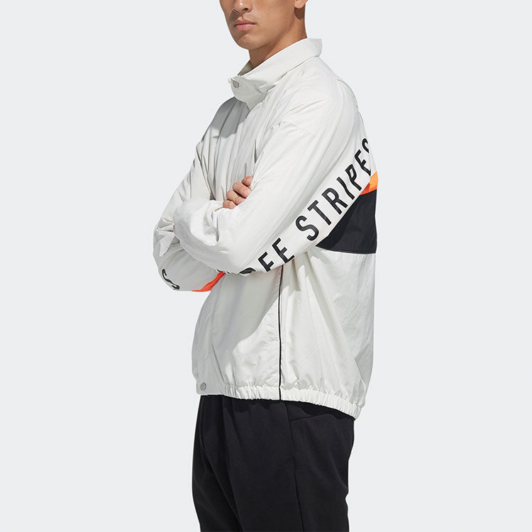 Men's adidas Mh Cb Jkt Back Alphabet Logo Printing Sports Stand Collar Jacket Autumn Gray HN8480