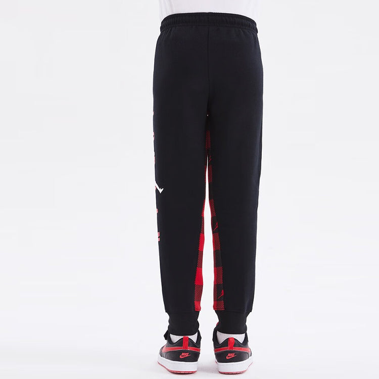 (GS) Air Jordan Buffalo Checked Fleece Joggers 'Black' JD2342008PS-002