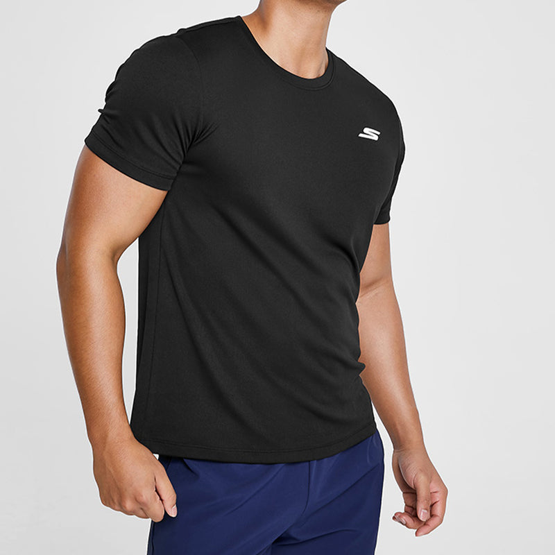 Men's Skechers Training Running Sports Knit Short Sleeve Black P220M052-0018