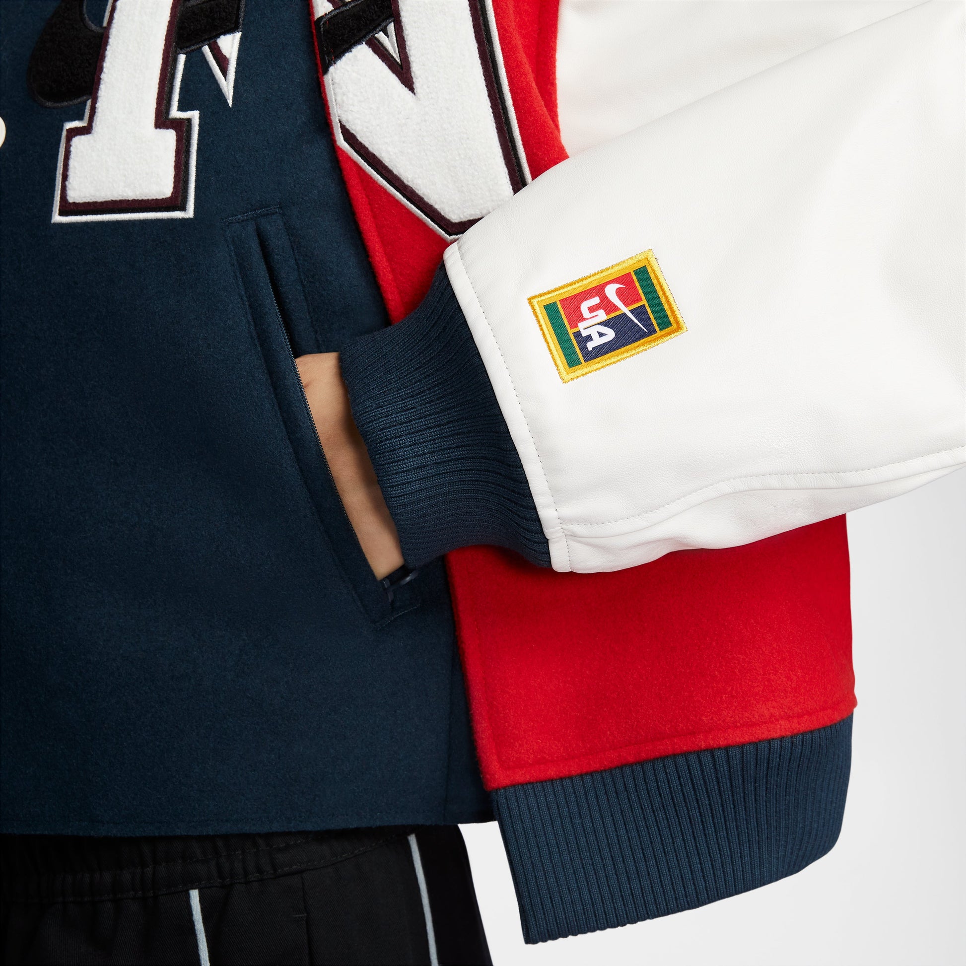 (WMNS) Nike Women by YOON Oversized Varsity Jacket Asia Sizing 'Black Navy White' FZ0281-010