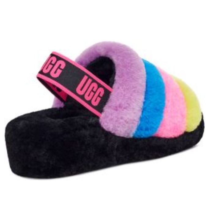 (WMNS) UGG Fluff Yeah Slide 'Black Taffy Pink Multi' 1097169-BTPM