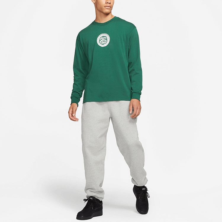 Nike x Stussy Crossover Logo Round Neck Pullover Sweatshirt 'Green' DD3344-341