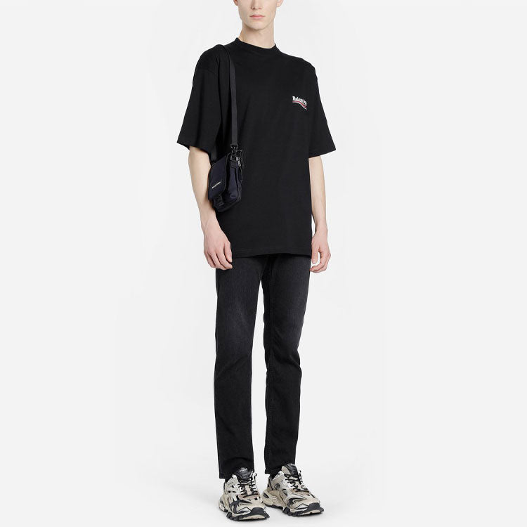 Balenciaga MENS SS20 Logo Loose Short Sleeve Black 620969TIV521070