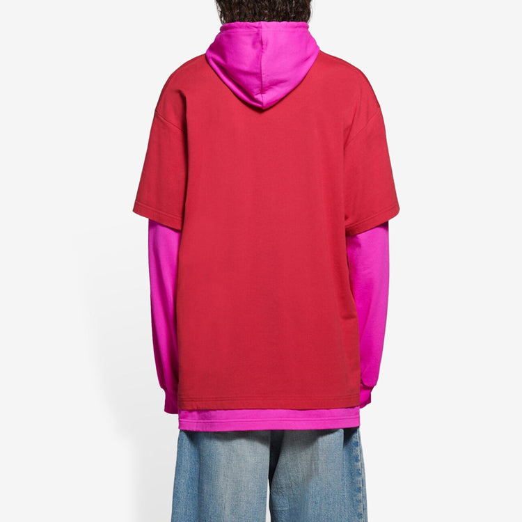 Balenciaga SS21 hooded Splicing Long Sleeves Unisex Pink Red 657037TKV826295