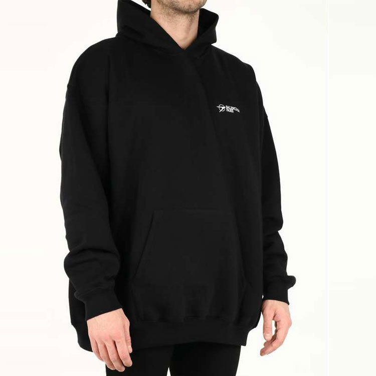 Men's Balenciaga SS21 Cotton Large hooded Long Sleeves Black 620973TKV871070
