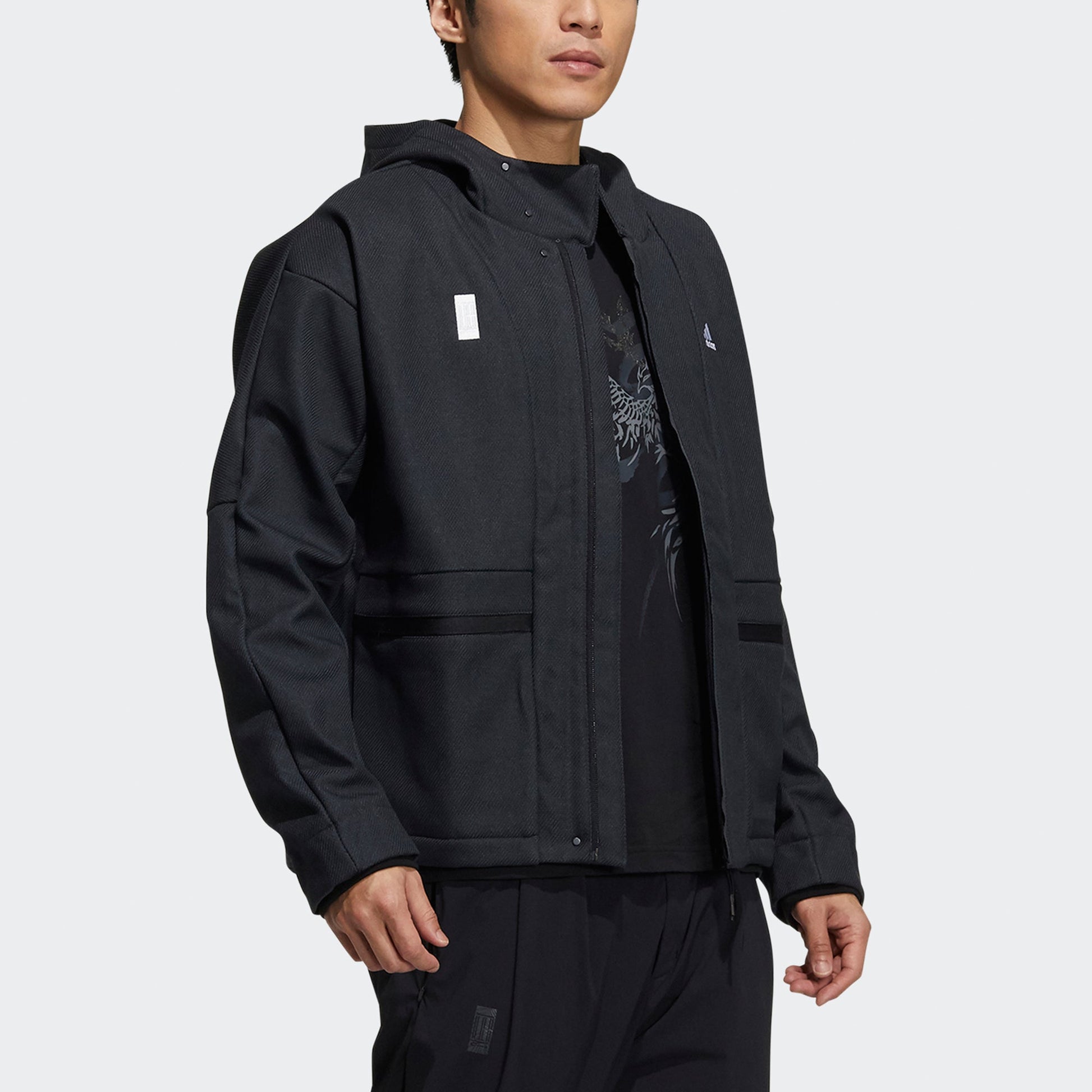 adidas Wj Wv Bond Jkt Sports hooded Logo Jacket Black H39218