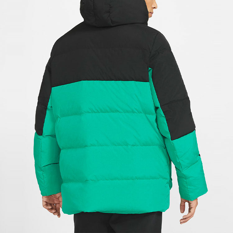 Air Jordan Casual Sports hooded Stay Warm Down Jacket Black Green Colorblock CK6662-011