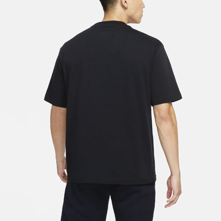 Air Jordan Casual Solid Color Printing Round Neck Pullover Short Sleeve Black DO6100-010