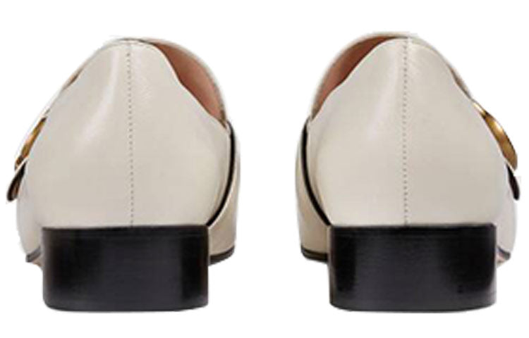 (WMNS) Gucci Double G Leather Loafers 'White' 602496-C9D00-9022