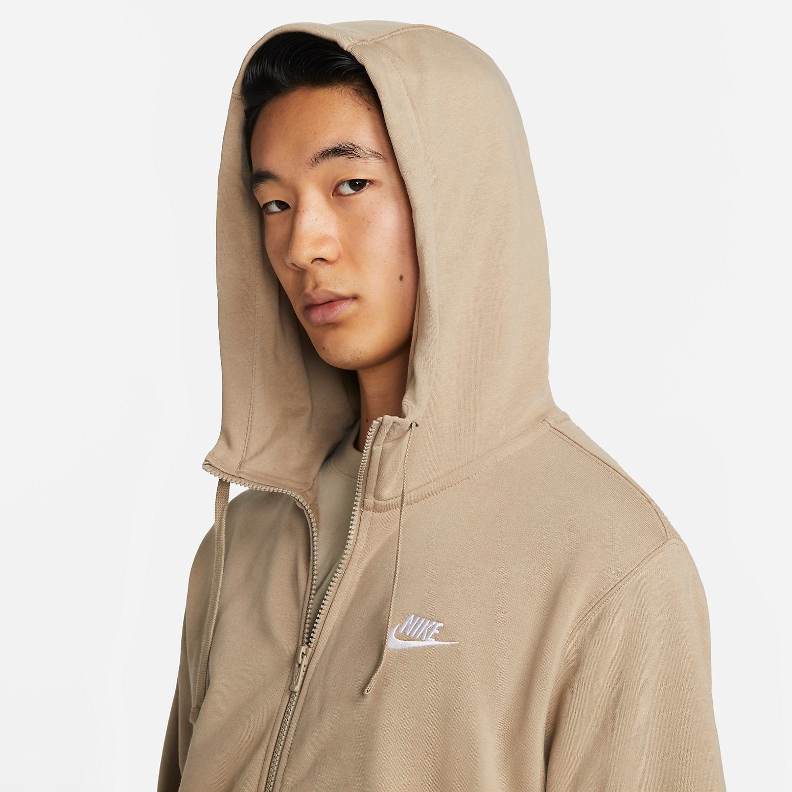 Nike NSW Club Full Zip Hoodie Asia Sizing 'Tan' BV2649-247