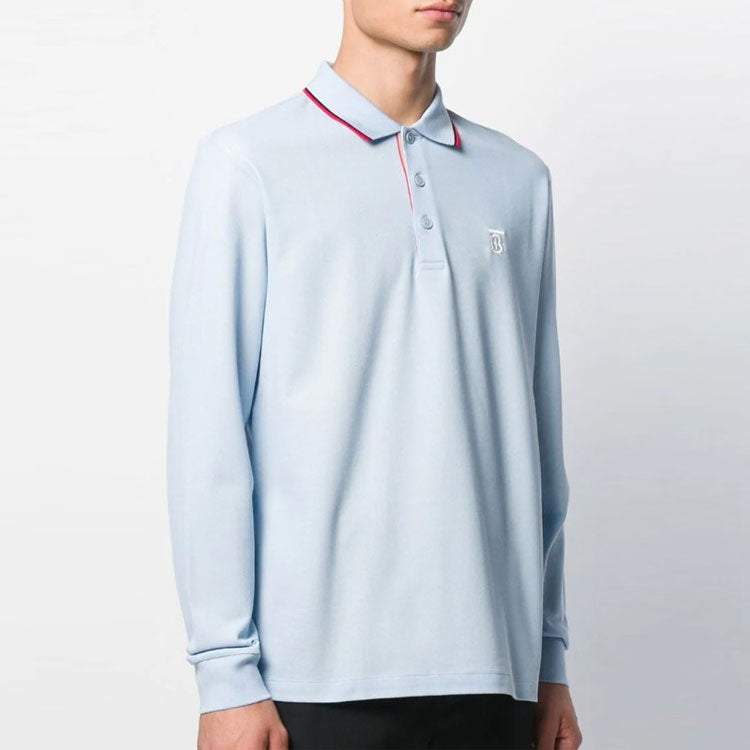Men's Burberry SS21 TB Long Sleeves Polo Shirt Blue 80192001