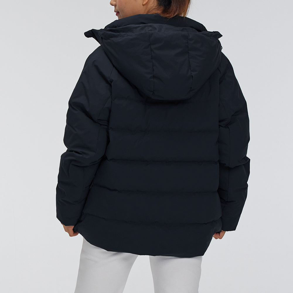 (WMNS) Under Armour Logo Training Hooded Down Jacket 'Black White' 21600801-001