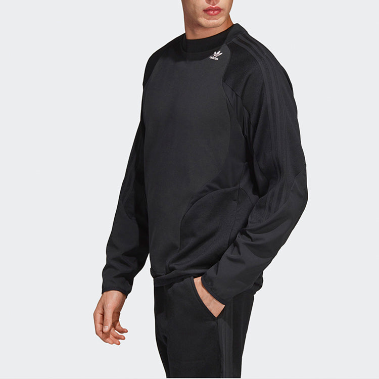adidas originals Sweatshirt Splicing Casual Sports Round Neck Pullover Black DV1980