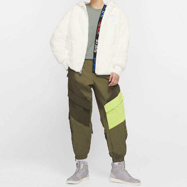 (WMNS) Air Jordan Brand AS WJ PSG Paris Saint-Germain fur Jacket White CQ7154-133