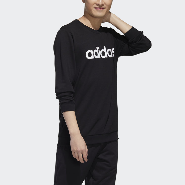 adidas neo M Esntl Logo SW Casual Sports Round Neck Knit Pullover Black GJ8925