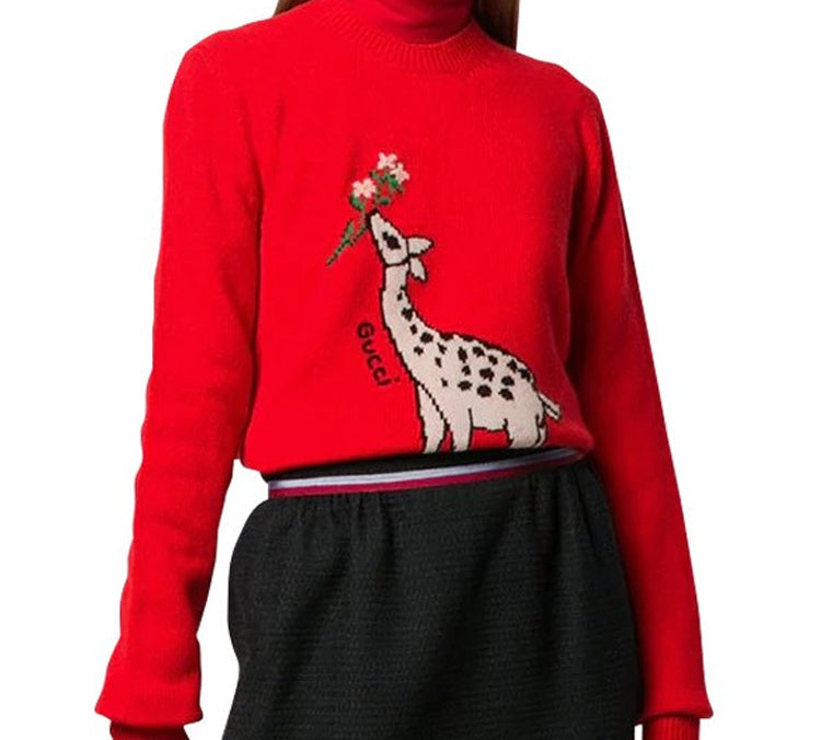 (WMNS) Gucci Deer Logo Wool Red 579950-XKAWE-6397