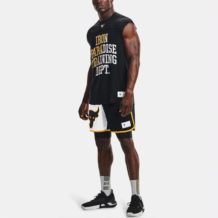 Men's Under Armour Round Neck Alphabet Printing Sleeveless Black 1367129-001