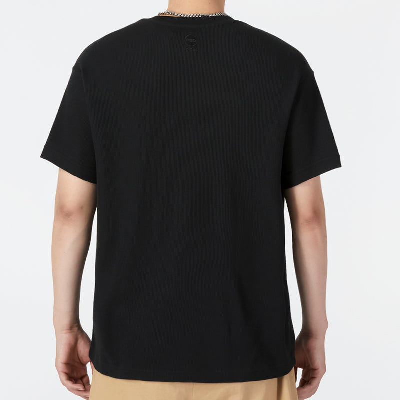 Men's adidas neo Solid Color Pocket Athleisure Casual Sports Round Neck Short Sleeve Black T-Shirt HN4705