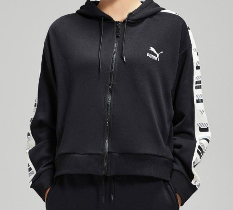 (WMNS) PUMA Knit hooded Zipper Jacket Black 578594-01