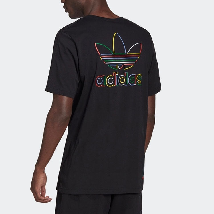 adidas originals x Disney Crossover Mickey Cartoon Printing Round Neck Short Sleeve Black HF4932