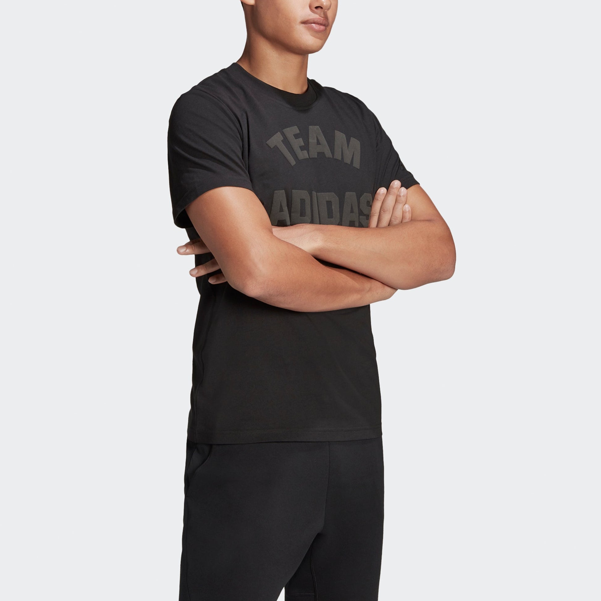 adidas M V Alphabet Printing Casual Sports Round Neck Short Sleeve Black ED7281