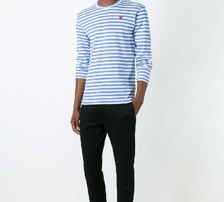 COMME des GARCONS PLAY Striped Long Sleeves Tee 'Blue White' AZ-T218-051-1