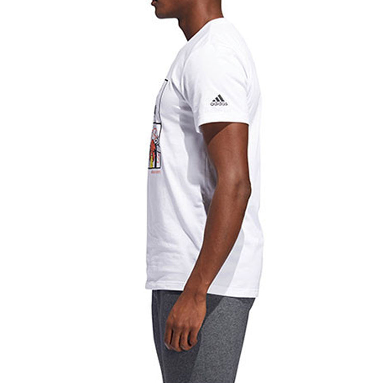 adidas Basketball Cartoon Printing Short Sleeve White DU6858