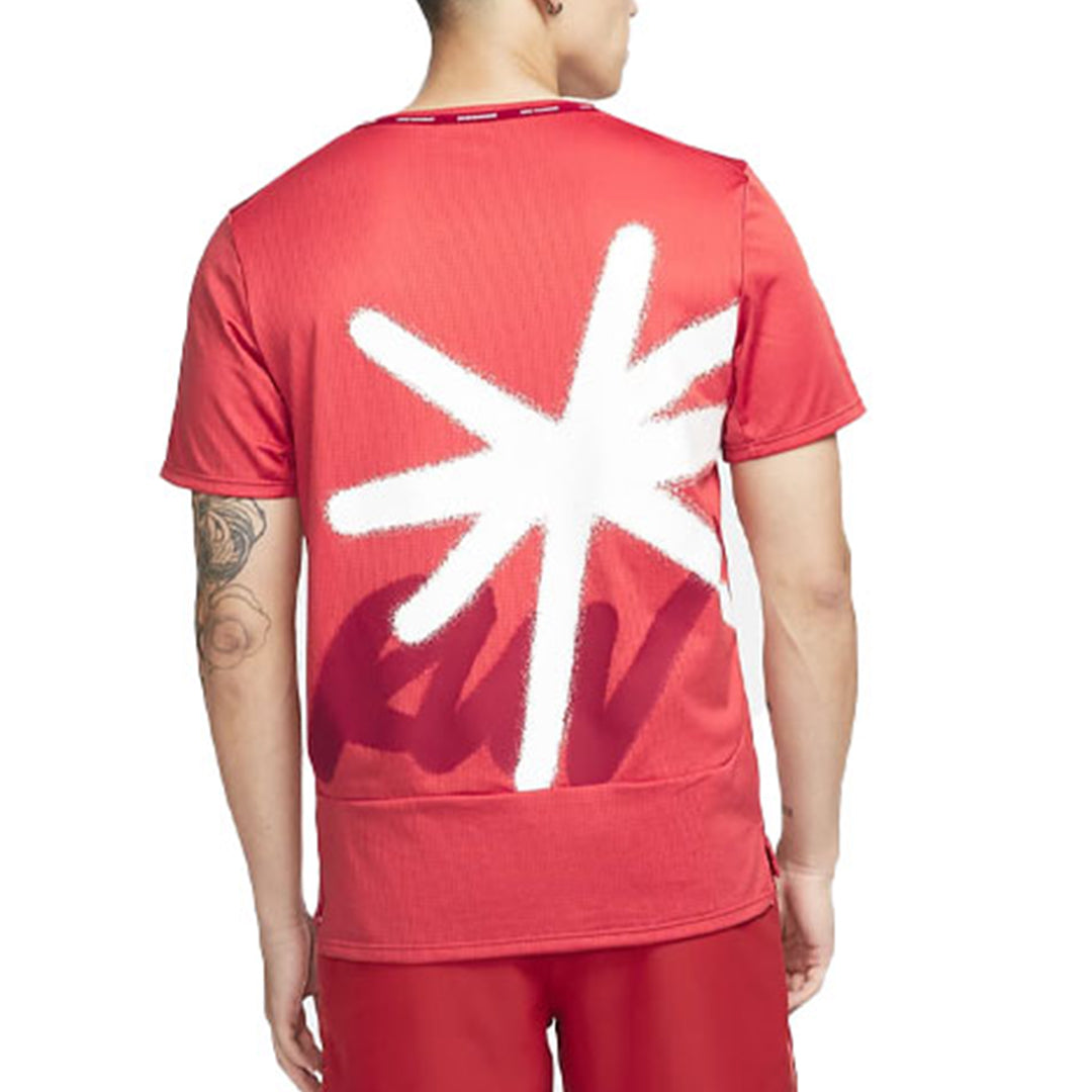 Nike Dri-FIT Wild Run Rise Back Printing Running Sports Quick Dry Breathable Short Sleeve Red DD5356-605