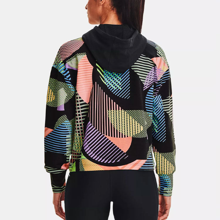 (WMNS) Under Armour Rival Terry Geo Printing Hoodie Black 1363259-001