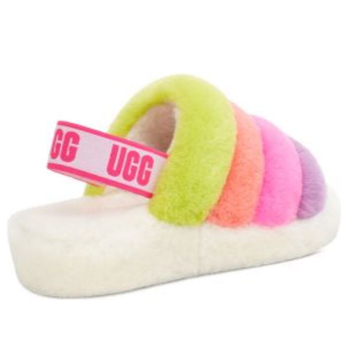 (WMNS) UGG Fluff Yeah Slide 'White Taffy Pink Multi' 1097169-WHM