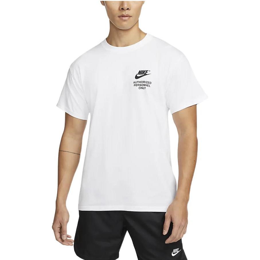 Nike Printing Alphabet Logo Round Neck Cotton Short Sleeve White DM6428-100