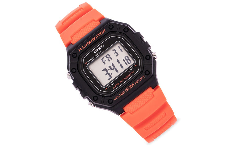 CASIO G Shock Quartz Sports Waterproof Mens OrangeBlack Digital W-218H-4B2
