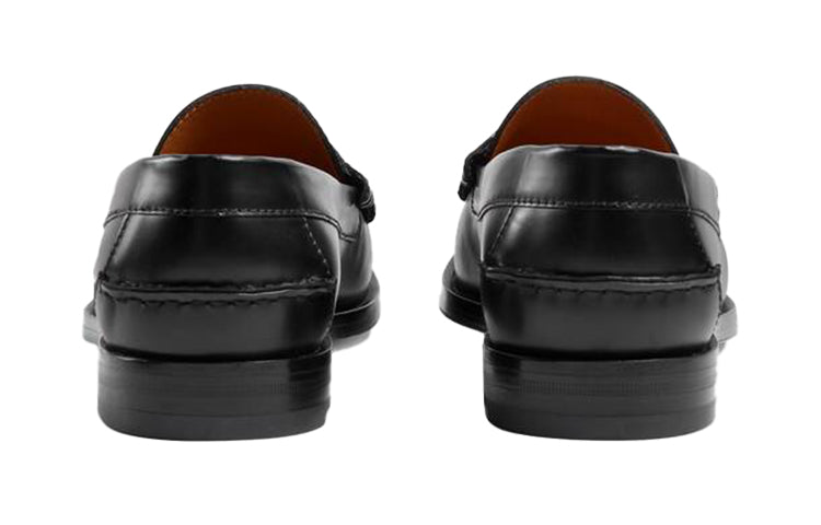 Gucci loafer with Interlocking G Green and Red Web 'Black Leather' 644724-17X10-1060