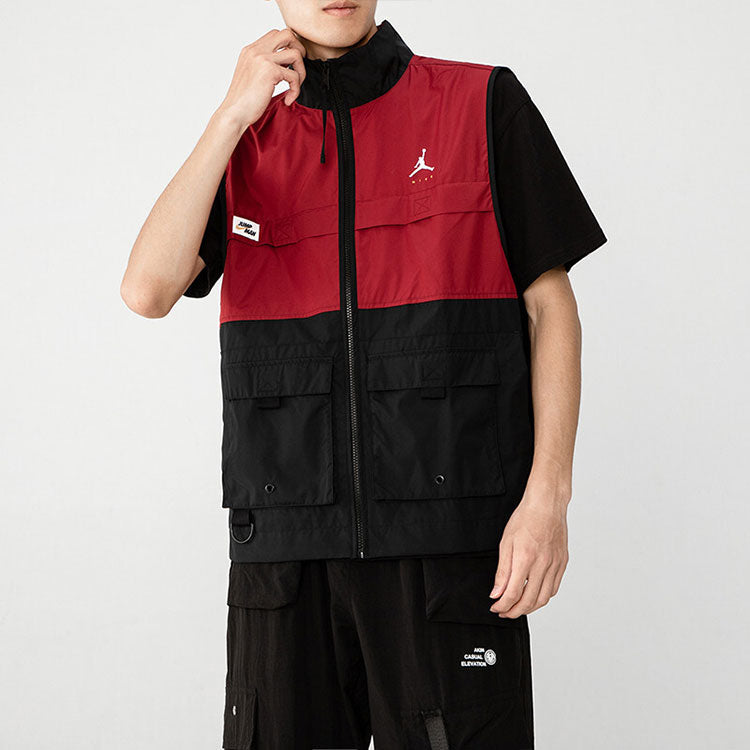 Air Jordan Casual Alphabet Printing Zipper Splicing vest Red DC7305-677