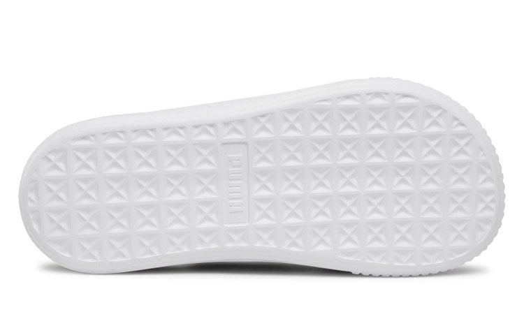(WMNS) PUMA Platform Slide Tape Slippers For Black/White 380677-01