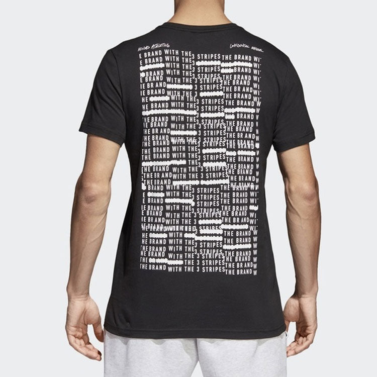 adidas Confidential T Alphabet Logo Round Neck Sports Short Sleeve Black CV4551