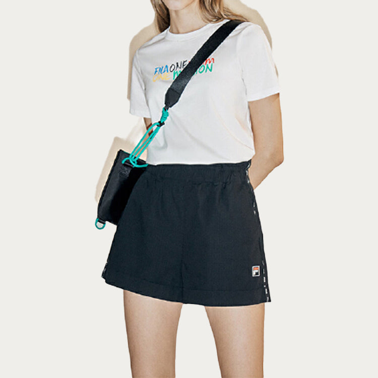 (WMNS) FILA Fusion Alphabet Belt Black Shorts T11W032801F-BK