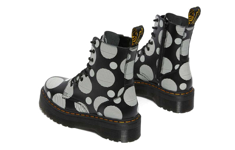 (WMNS) Dr. Martens Jadon Polka Dot Smooth Leather Platform Boots 'Black' 26882009