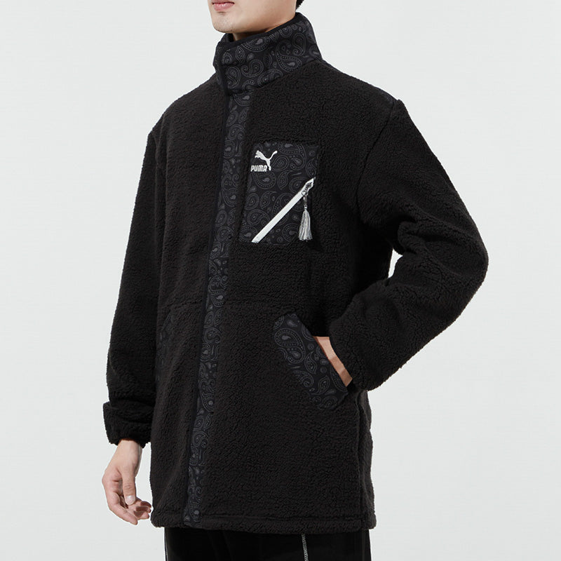PUMA Unisex Paisley Imitation Lamb Wool Stand-up Collar Jacket Black 534984-01