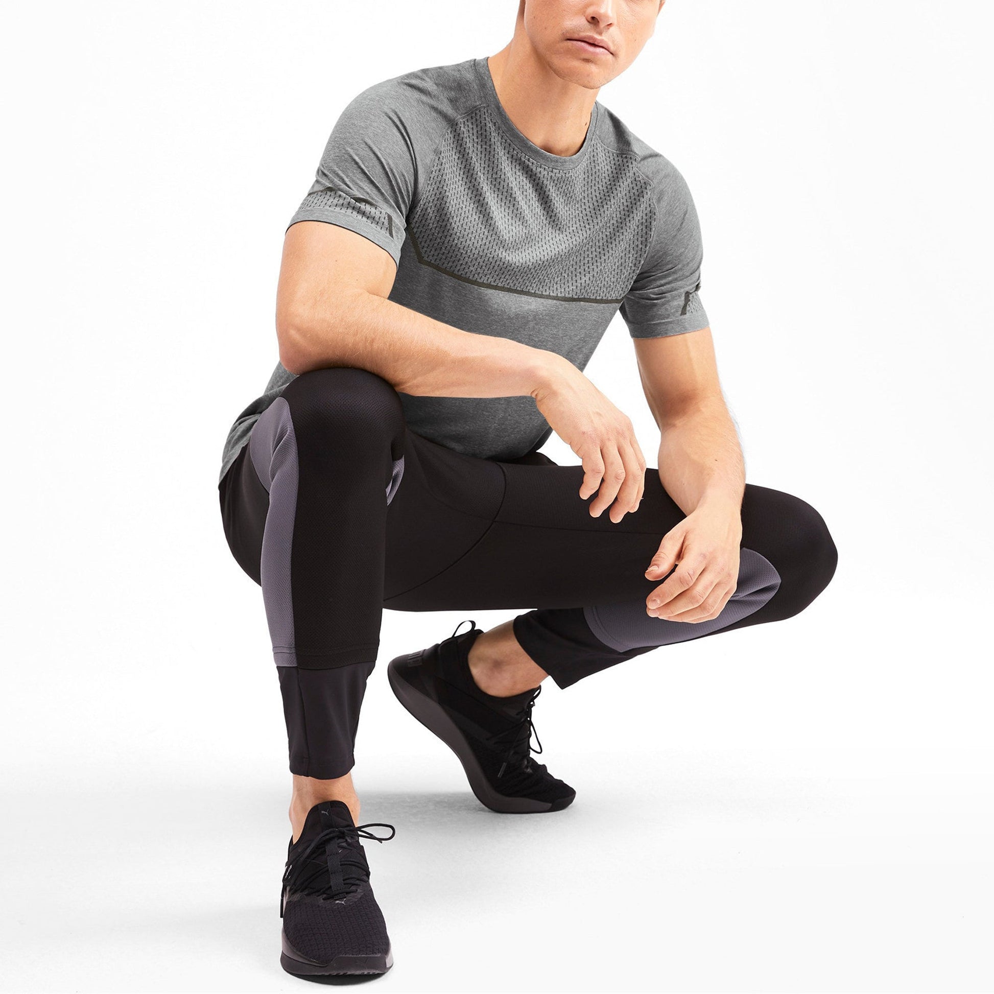 PUMA Quick Dry Breathable Gym Pullover Short Sleeve Gray 517319-14