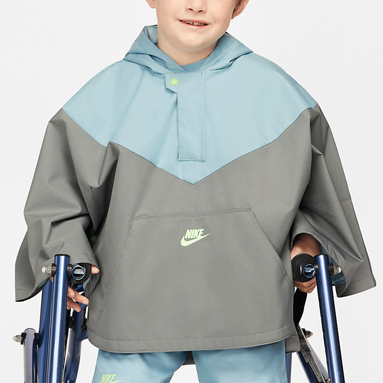 (GS) Nike Sportswear Kids Pack Loose Waterproof Colorblock Hooded Jacket Boy Girls Gray Blue DM8527-494