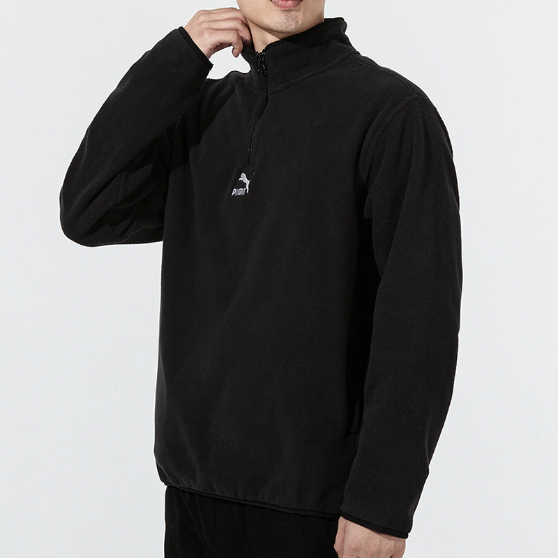 PUMA Classics Polar Fleece Hz Crew Casual Sports Fleece Lined Stand Collar Knit Black 533121-01