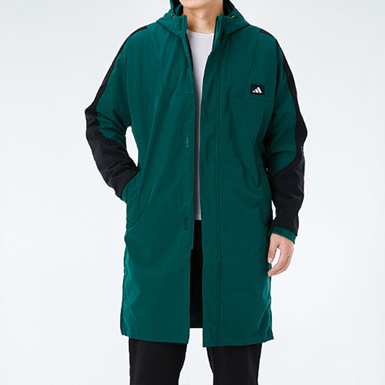 adidas Casual Sports Windproof Fleece Lined Stay Warm hooded Windbreaker Jacket Green GM4451