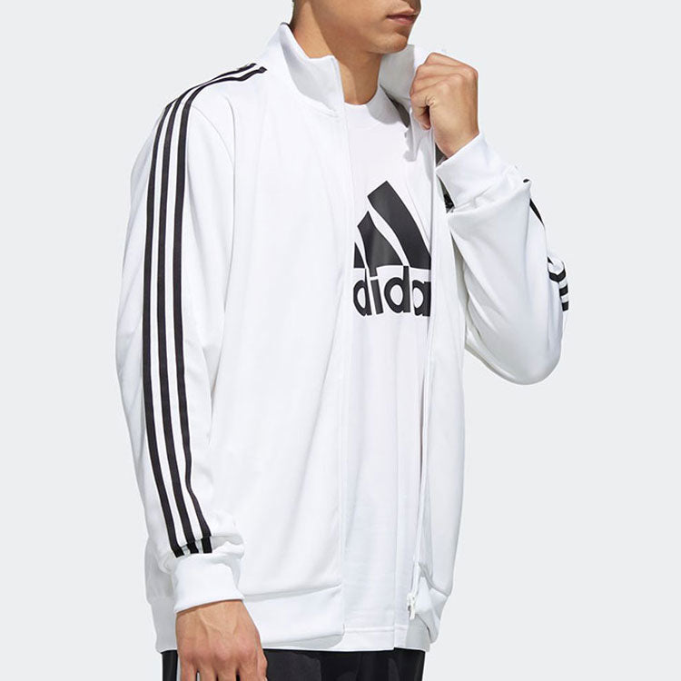 adidas Stand Collar Casual Sports Jacket White FM5319