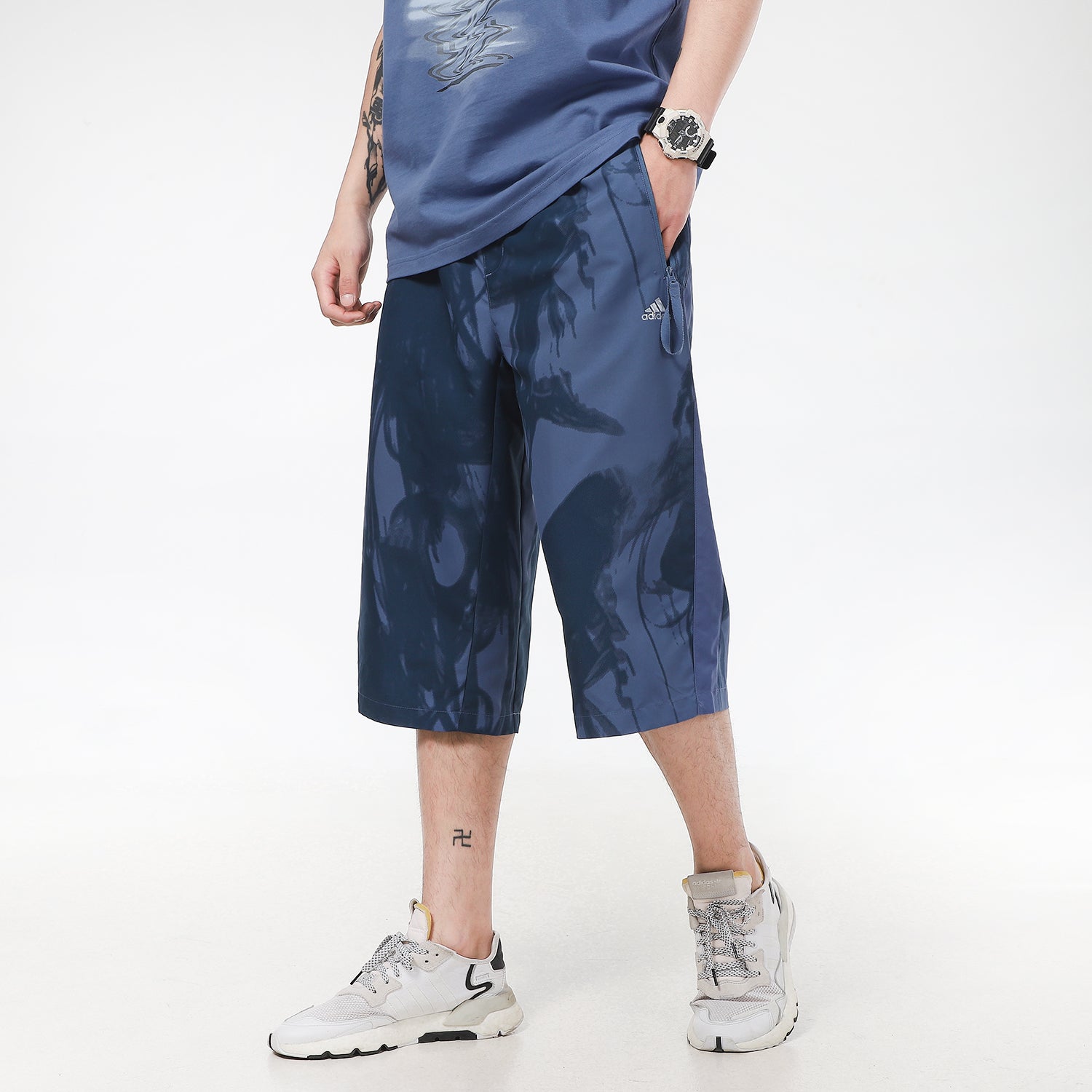 adidas Series Printing Running Woven Sports Pants Navy Blue GU1799
