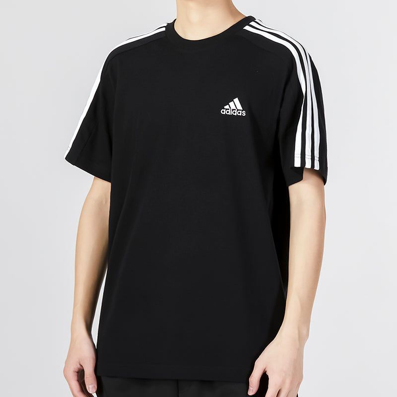 adidas Essentials Single Jersey 3-Stripes T-shirt Asia Sizing 'Black' IC9334