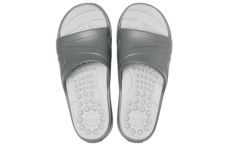 Crocs Reviva Cozy Non-Slip Flat Sports Slippers Unisex Gray 205546-0DV
