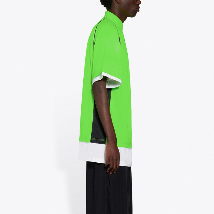 Balenciaga Unisex FW21 Embroidery Polo Shirt Green 661507TKVA53007
