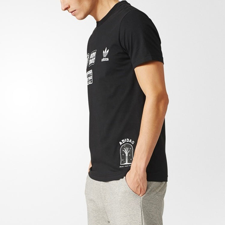 adidas originals 3M Reflective animal Graffiti Short Sleeve Black BS3167